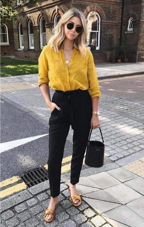 Mustard Shirt & Black Joggers